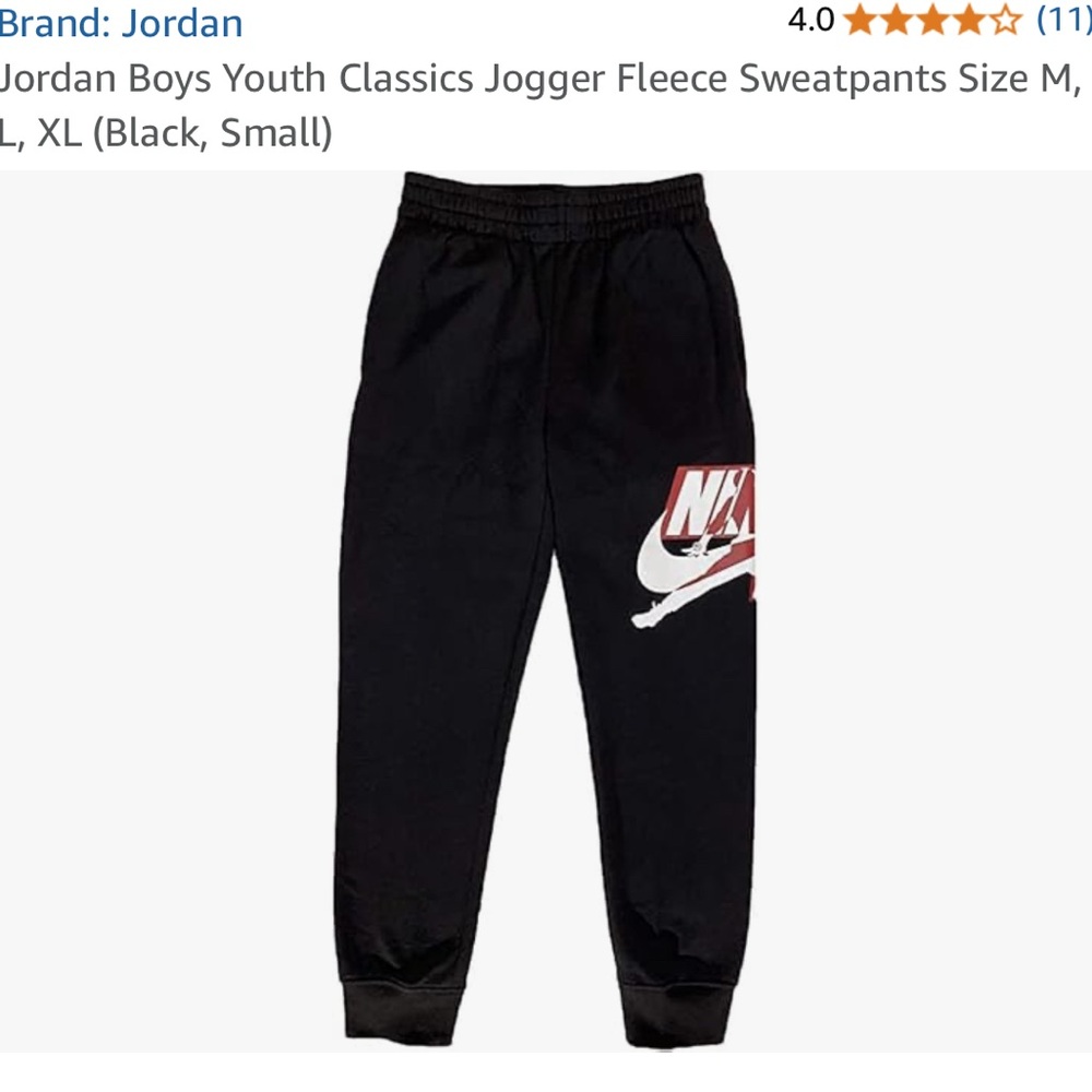 Jordan Boys Black Jogger Fleece Sweatpants
